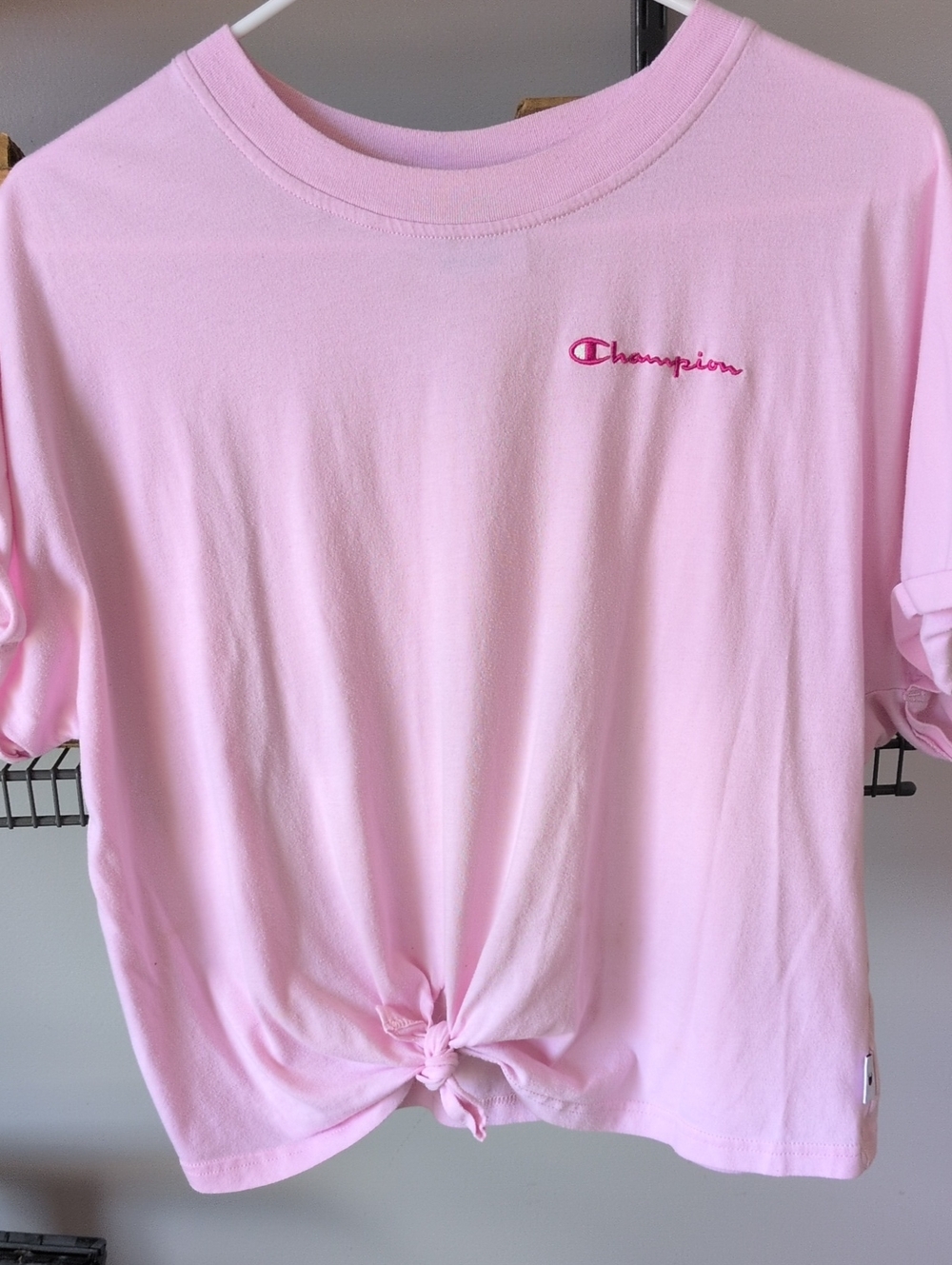 Champion Light Pink Front Knot Tee